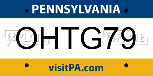 OHTG79 Pennsylvania License Plate