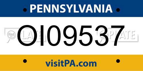 OI09537 Pennsylvania License Plate