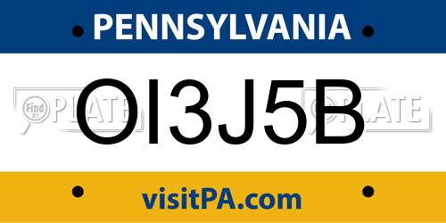 OI3J5B Pennsylvania License Plate