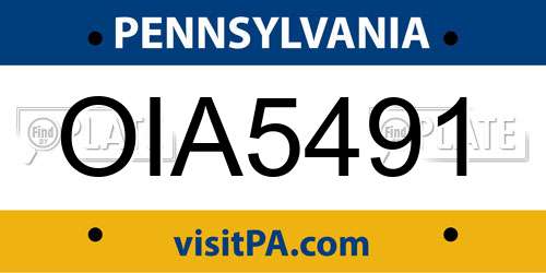 OIA5491 Pennsylvania License Plate