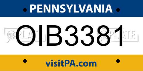 OIB3381 Pennsylvania License Plate