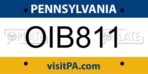 OIB811 Pennsylvania License Plate