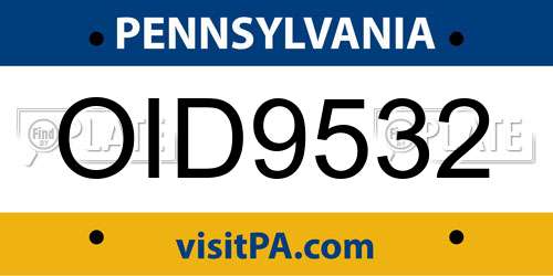 OID9532 Pennsylvania License Plate