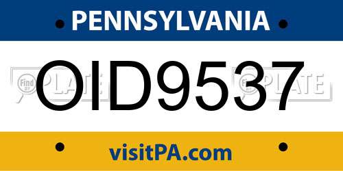 OID9537 Pennsylvania License Plate