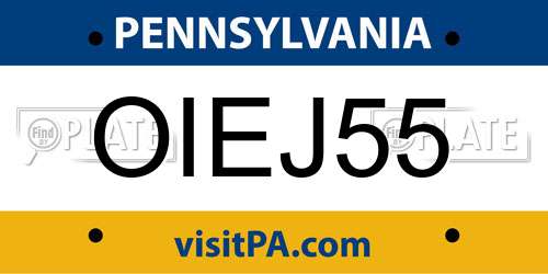 OIEJ55 Pennsylvania License Plate