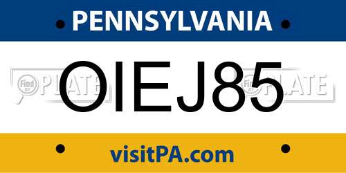 OIEJ85 Pennsylvania License Plate