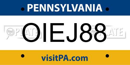 OIEJ88 Pennsylvania License Plate