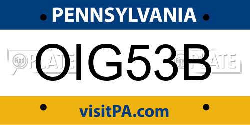 OIG53B Pennsylvania License Plate