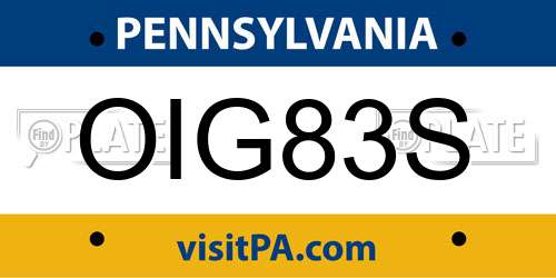 OIG83S Pennsylvania License Plate