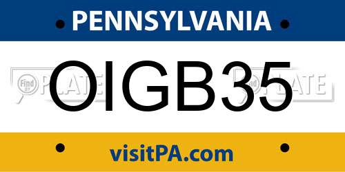 OIGB35 Pennsylvania License Plate