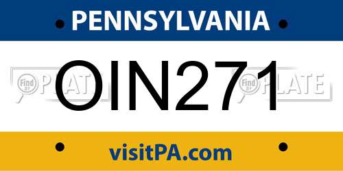 OIN271 Pennsylvania License Plate