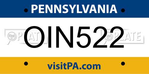 OIN522 Pennsylvania License Plate