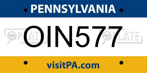 OIN577 Pennsylvania License Plate