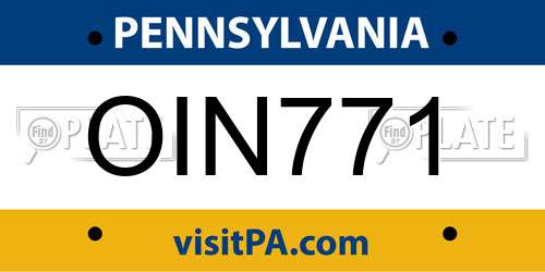 OIN771 Pennsylvania License Plate