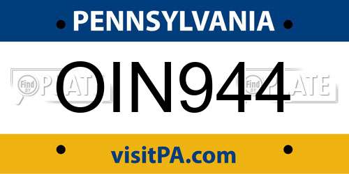 OIN944 Pennsylvania License Plate
