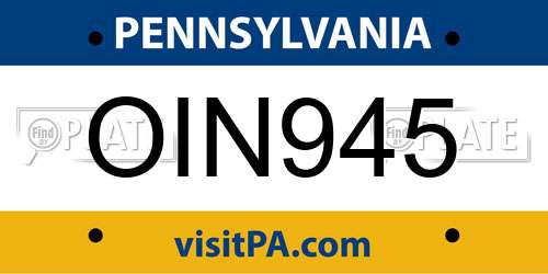 OIN945 Pennsylvania License Plate