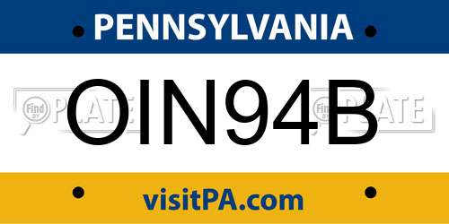 OIN94B Pennsylvania License Plate