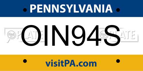 OIN94S Pennsylvania License Plate