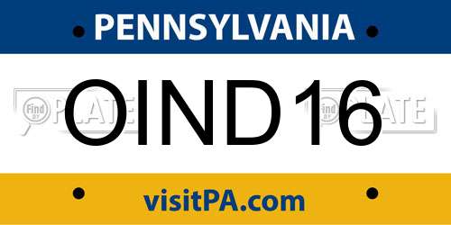 OIND16 Pennsylvania License Plate