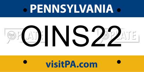 OINS22 Pennsylvania License Plate