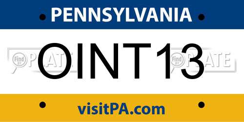 OINT13 Pennsylvania License Plate