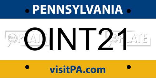 OINT21 Pennsylvania License Plate