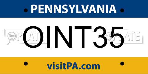 OINT35 Pennsylvania License Plate