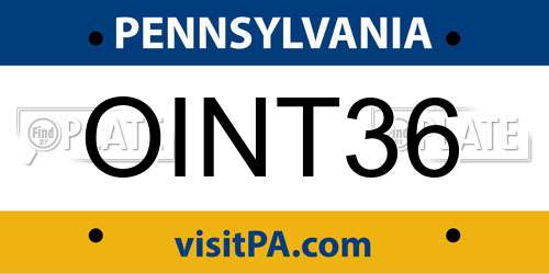 OINT36 Pennsylvania License Plate