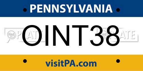 OINT38 Pennsylvania License Plate