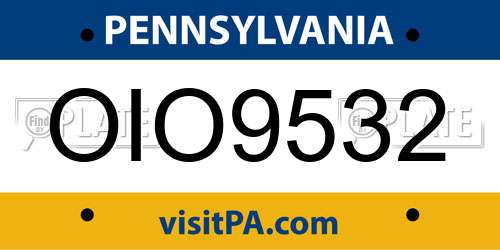 OIO9532 Pennsylvania License Plate