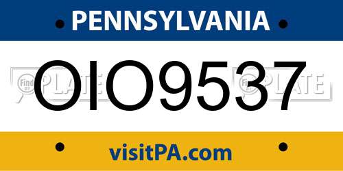OIO9537 Pennsylvania License Plate