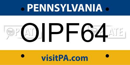 OIPF64 Pennsylvania License Plate