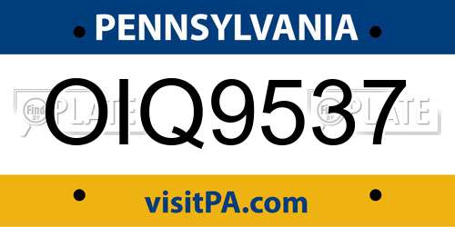 OIQ9537 Pennsylvania License Plate