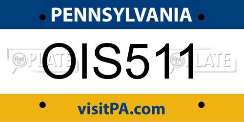 OIS511 Pennsylvania License Plate
