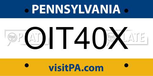 OIT40X Pennsylvania License Plate
