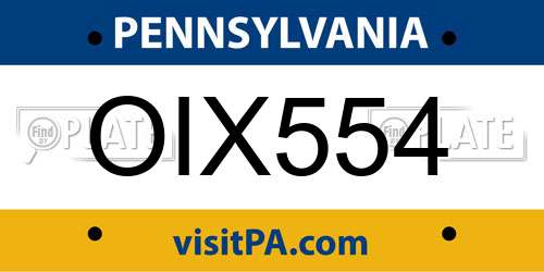 OIX554 Pennsylvania License Plate
