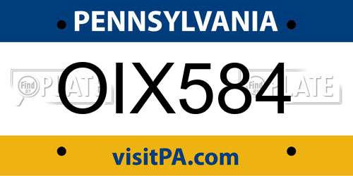 OIX584 Pennsylvania License Plate