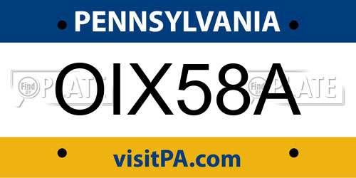 OIX58A Pennsylvania License Plate