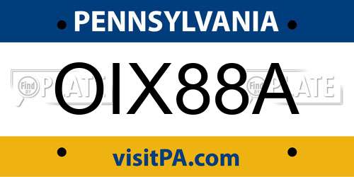 OIX88A Pennsylvania License Plate