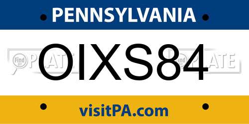OIXS84 Pennsylvania License Plate