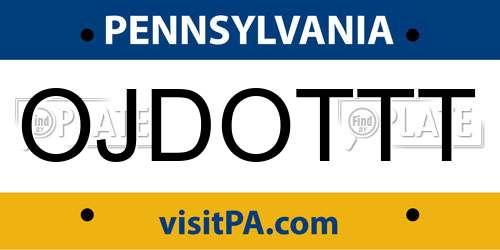 OJDOTTT Pennsylvania License Plate
