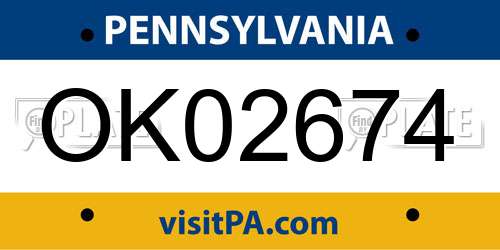 OK02674 Pennsylvania License Plate