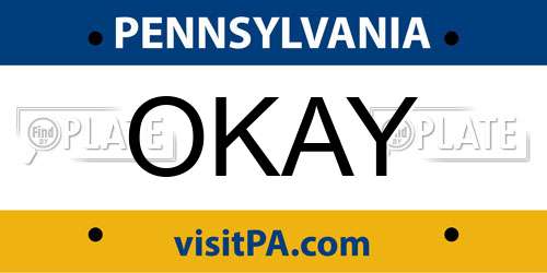 OKAY Pennsylvania License Plate