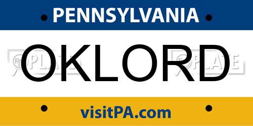 OKLORD Pennsylvania License Plate