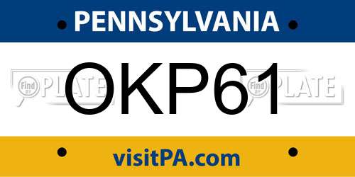 OKP61 Pennsylvania License Plate