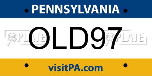 OLD97 Pennsylvania License Plate