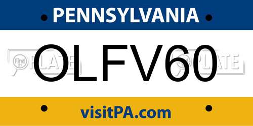 OLFV60 Pennsylvania License Plate