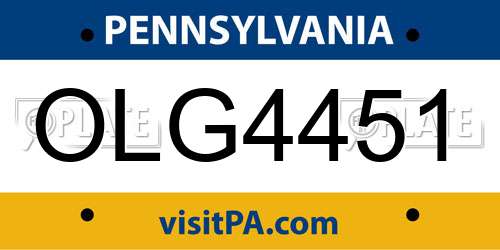 OLG4451 Pennsylvania License Plate
