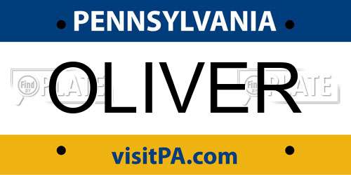 OLIVER Pennsylvania License Plate