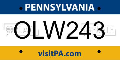 OLW243 Pennsylvania License Plate